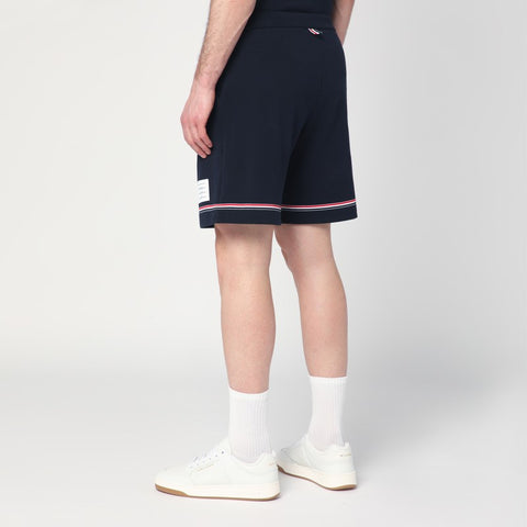 Thom Browne Thom Browne Navy blue Bermuda shorts with tricolour detail