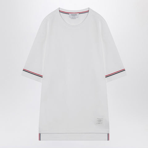 Thom Browne Thom Browne White T-shirt with tricolour detail