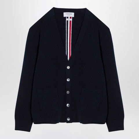 Thom Browne Thom Browne Navy blue wool cardigan with tricolour insert