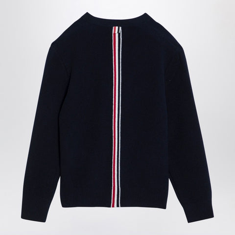 Thom Browne Thom Browne Navy blue wool cardigan with tricolour insert