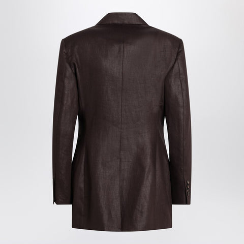 Brunello Cucinelli Brunello Cucinelli Shiny brown linen twill jacket