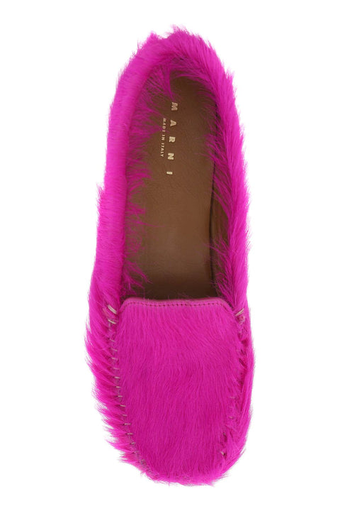 Marni Marni long-haired leather moccasins in
