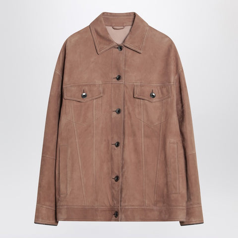 Brunello Cucinelli Brunello Cucinelli Brown leather overshirt jacket
