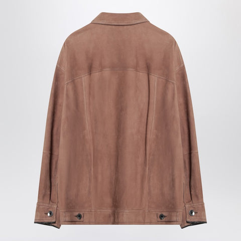 Brunello Cucinelli Brunello Cucinelli Brown leather overshirt jacket