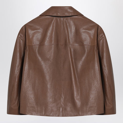 Brunello Cucinelli Brunello Cucinelli Brown cropped leather jacket