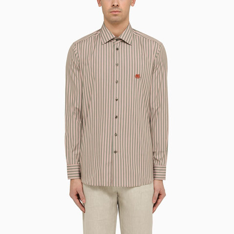 Etro ETRO Pink/green striped cotton shirt