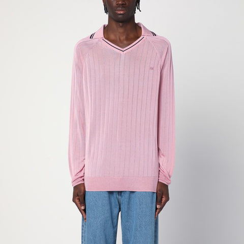 Wales Bonner Wales Bonner Roots pink viscose-blend polo