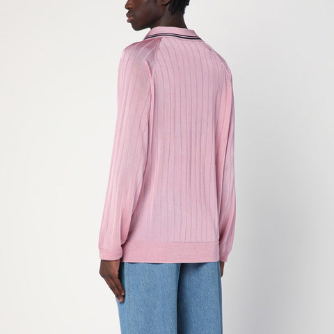 Wales Bonner Wales Bonner Roots pink viscose-blend polo