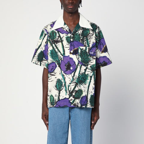 Wales Bonner Wales Bonner Highlife bowling shirt with purple print