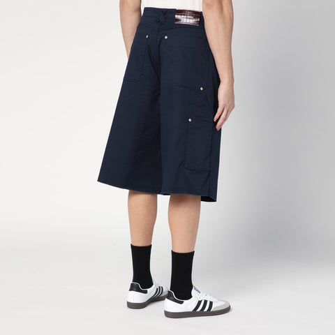 Wales Bonner Wales Bonner Wide-leg navy blue Bermuda shorts in a cotton blend