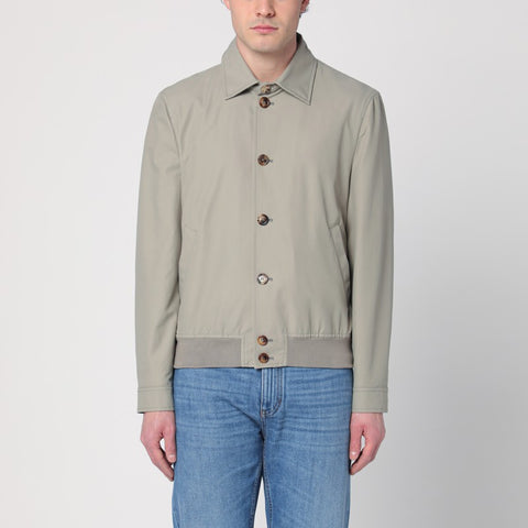 Brunello Cucinelli Brunello Cucinelli Khaki green bomber jacket in cotton blend