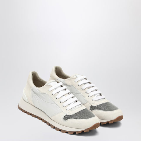 Brunello Cucinelli Brunello Cucinelli White nylon and suede trainer