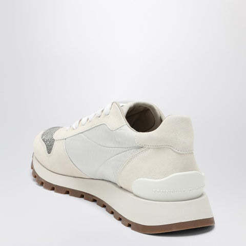 Brunello Cucinelli Brunello Cucinelli White nylon and suede trainer