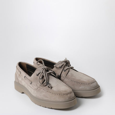 Brunello Cucinelli Brunello Cucinelli Taupe grey suede boat loafer