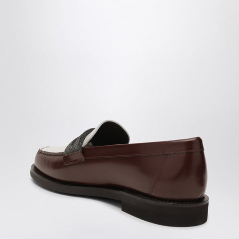 Brunello Cucinelli Brunello Cucinelli Brown/White Loafers with Precious Clamp