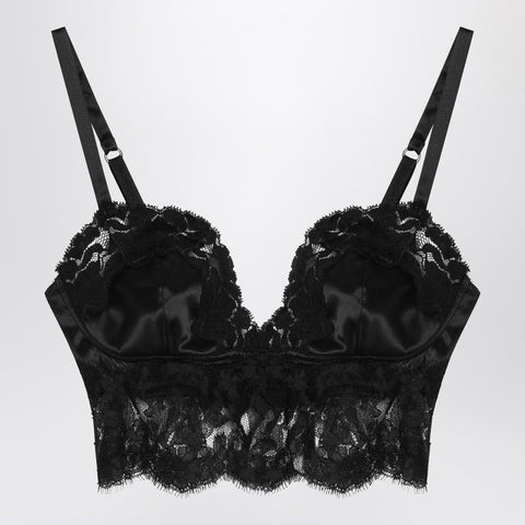Dolce & Gabbana Dolce & Gabbana Dolce&Gabbana Black bralette top in silk satin and lace
