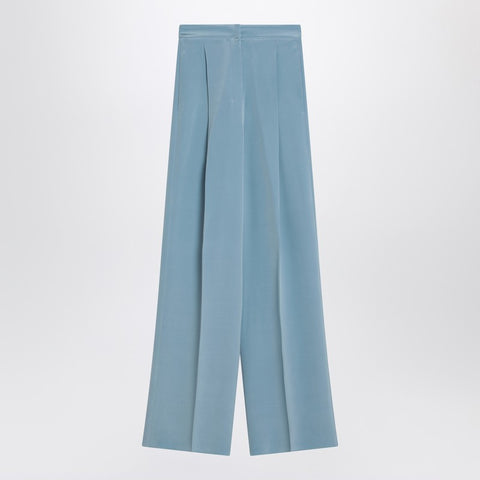 Max Mara Pianoforte Max Mara Pianoforte Wide-leg sky blue trousers in silk