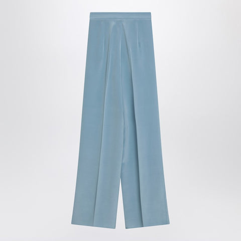 Max Mara Pianoforte Max Mara Pianoforte Wide-leg sky blue trousers in silk