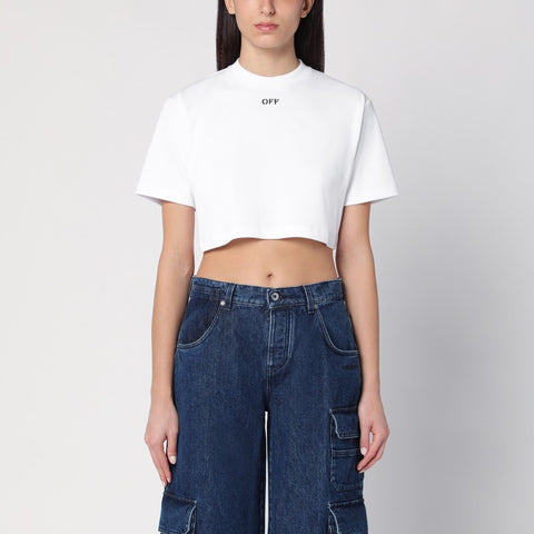 Off White Off White Off-White™ White cropped T-shirt with logo
