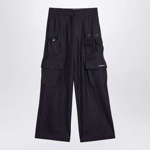 Off White Off White Off-White™ Wide grey pinstripe cargo trousers