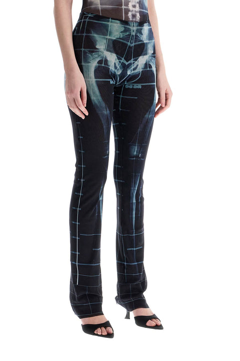 JEAN PAUL GAULTIER JEAN PAUL GAULTIER black polyamide pants with skeleton print
