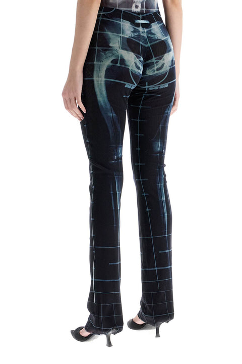 JEAN PAUL GAULTIER JEAN PAUL GAULTIER black polyamide pants with skeleton print