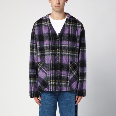 Palm Angels Palm Angels Over shirt in violet check wool