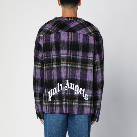 Palm Angels Palm Angels Over shirt in violet check wool
