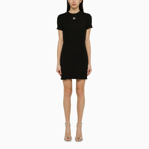 Palm Angels Palm Angels Black cotton mini dress with logo