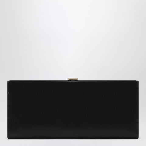 Roger Vivier ROGER VIVIER Pilgrim clutch in black satin with jeweled buckle