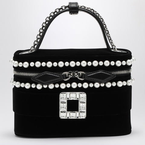 Roger Vivier ROGER VIVIER Velvet Vanity Bag with Beads and Rhinestone Buckle