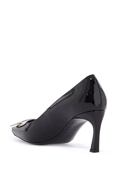 Roger Vivier Roger Vivier belle vivier t.70 black calfskin pumps with metal buckle