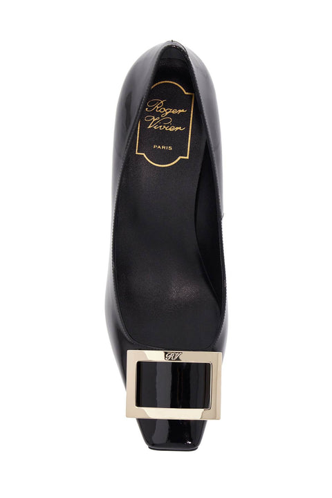 Roger Vivier Roger Vivier belle vivier t.70 black calfskin pumps with metal buckle