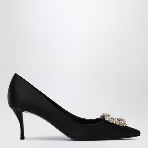 Roger Vivier ROGER VIVIER Black Satin Efflorescence Décolletés