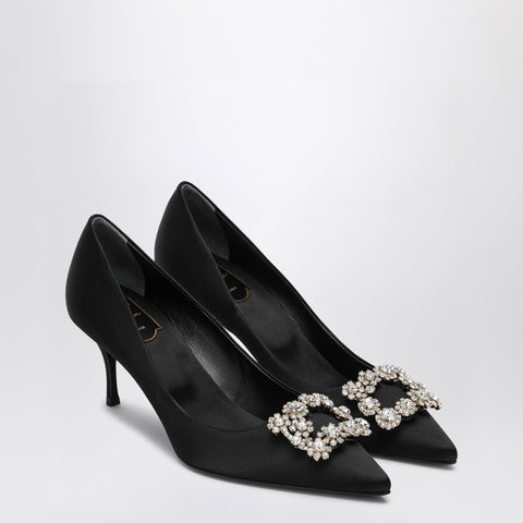 Roger Vivier ROGER VIVIER Black Satin Efflorescence Décolletés