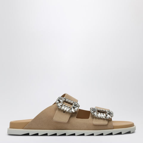Roger Vivier ROGER VIVIER Beige suede Slidy Viv'' mule
