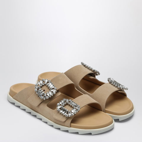 Roger Vivier ROGER VIVIER Beige suede Slidy Viv'' mule
