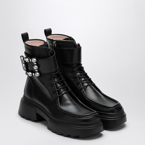 Roger Vivier ROGER VIVIER Black leather lace-up boot