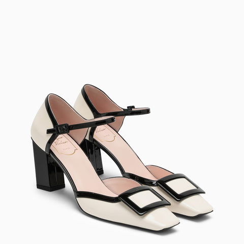 Roger Vivier ROGER VIVIER Cream/black patent leather mary-jane