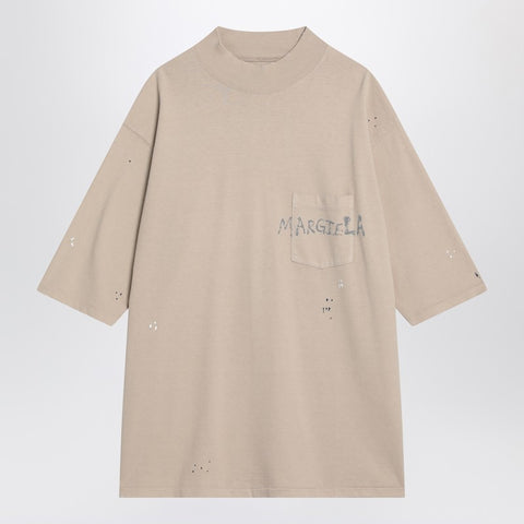 Maison Margiela Maison Margiela Blush beige t-shirt with graffiti logo