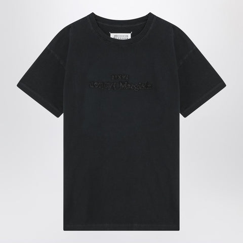 Maison Margiela Maison Margiela Washed black T-shirt with embroidered logo