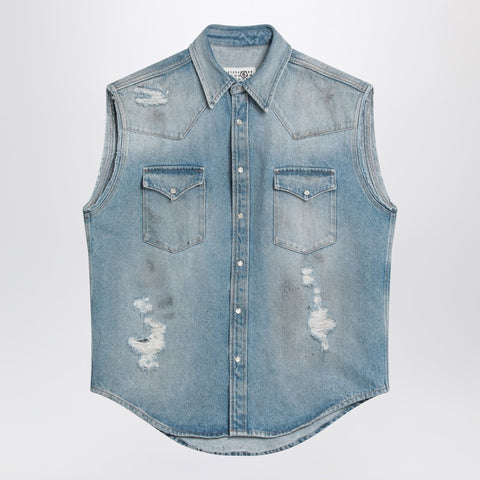 MM6 Maison Margiela MM6 Maison Margiela Faded blue vest with rips