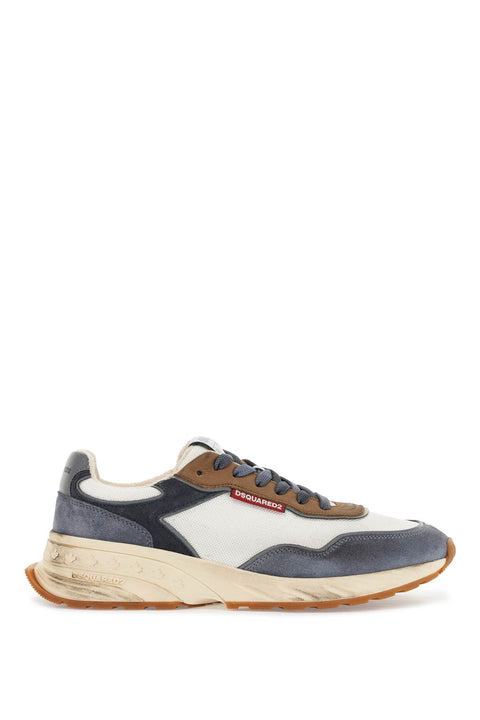 Dsquared2 Dsquared2 low top blue denim sneakers in leather with suede inserts and rubber sole