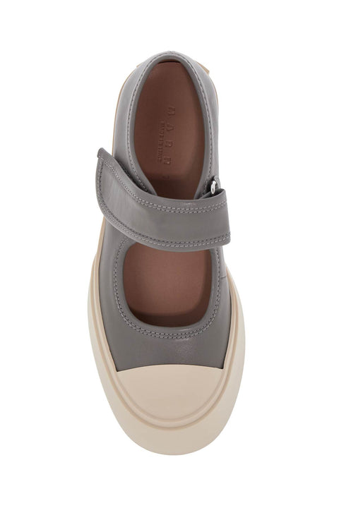 Marni Marni gray calfskin low-top sneakers with hook-and-loop closure