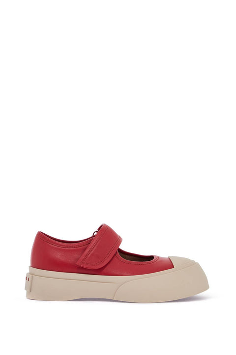 Marni Marni intense crimson calfskin sneakers with velcro closure