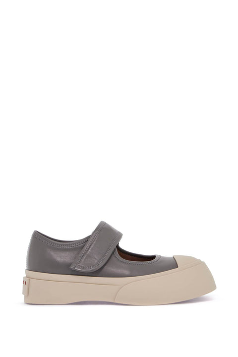 Marni Marni gray calfskin low-top sneakers with hook-and-loop closure