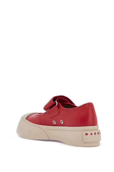 Marni Marni intense crimson calfskin sneakers with velcro closure