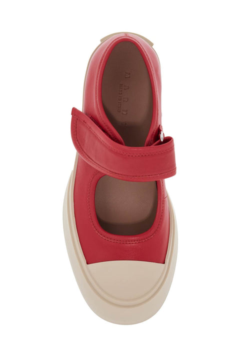 Marni Marni intense crimson calfskin sneakers with velcro closure