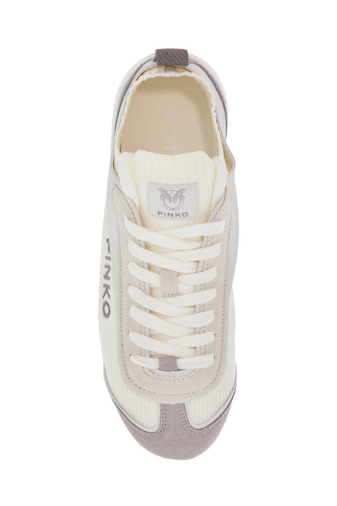 Pinko Pinko white latte knit fabric sneakers with light gray details