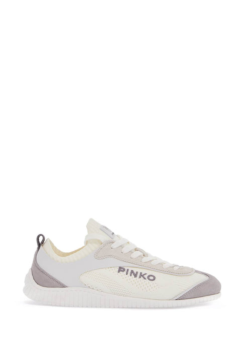 Pinko Pinko white latte knit fabric sneakers with light gray details